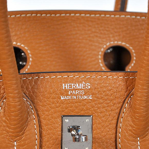 Super A Replica Hermes Birkin 25CM Tote Bags Togo Leather Camel Silver 60799 - Click Image to Close